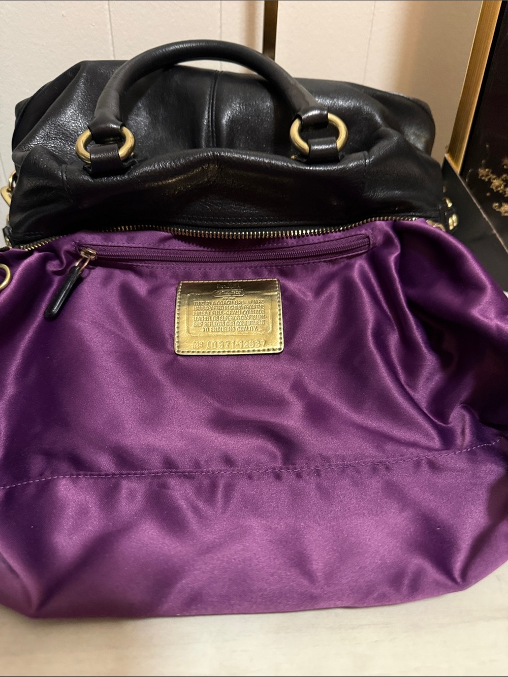 Coach Madison Sabrina Black Leather Satchel with Gold Hardware - Picture 13 of 15